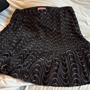 KATE SPADE New York Wavy SKIRT Black White Dot Lined Midi Pleated skirt